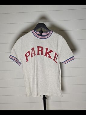 Parke Boardwalk Varsity Logo Gray  T-Shirt Red White Blue Trim S/M SOLD OUT